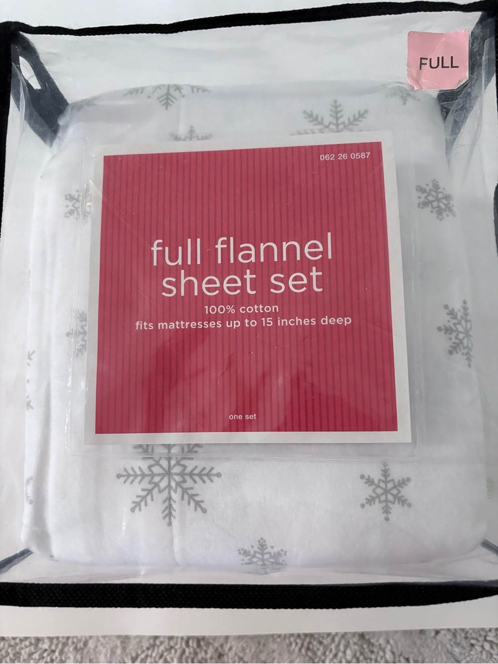 TARGET Full Sz Snowflake Flannel 4 pc Sheet Set White Gray NWT Christmas Holiday